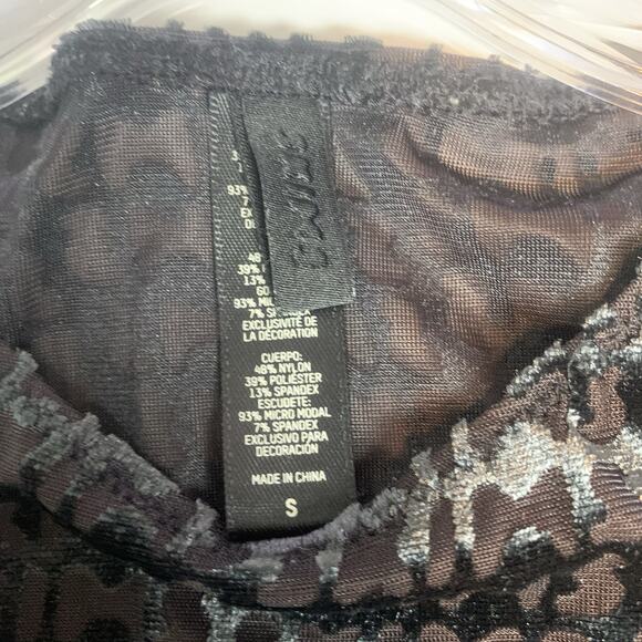 Skims Bodysuit Womens Small Velvet Burnout Logo Sleeveless Sheer Stretch S - Picture 3 of 6